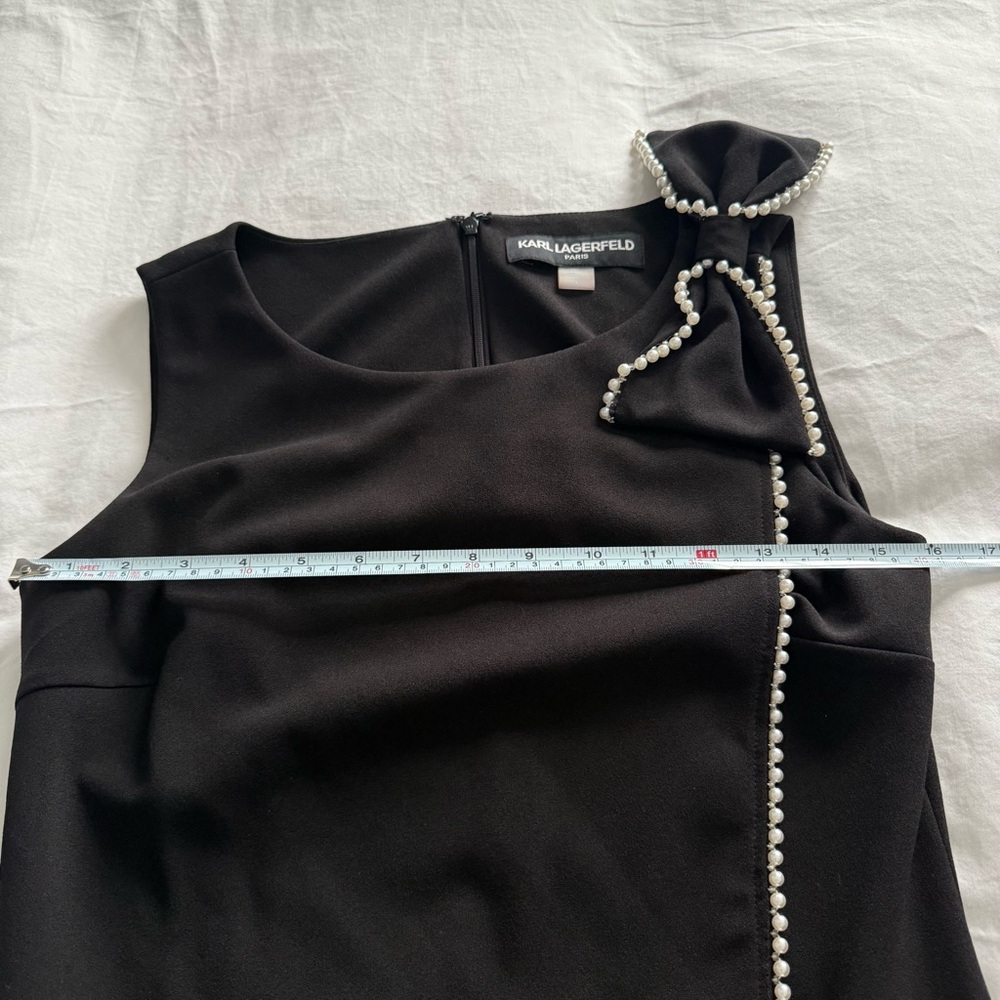Karl Lagerfeld Paris Black Sleeveless Gown w/ Pearl Trim | Size 4 - Picture 11 of 11